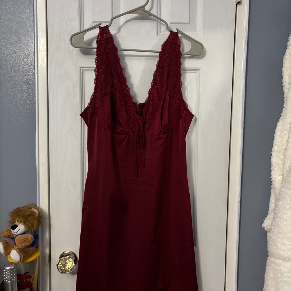 Cider Deep Red Lace Dress